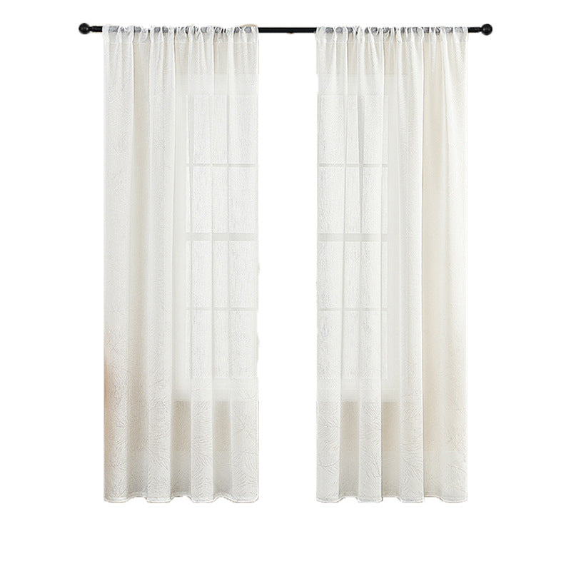 Amazon Cross-Border Sheer White Curtains with Leaf Pattern