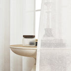 Amazon Cross-Border Sheer White Curtains with Leaf Pattern