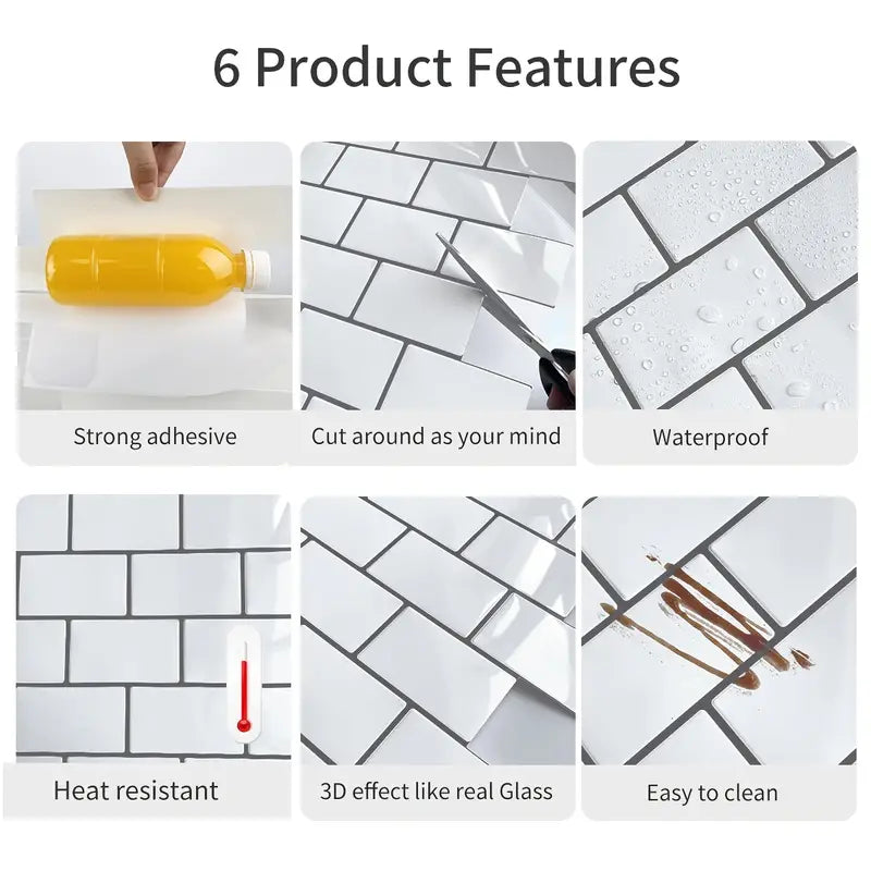 3D Self-Adhesive Waterproof Tile Stickers for Kitchen