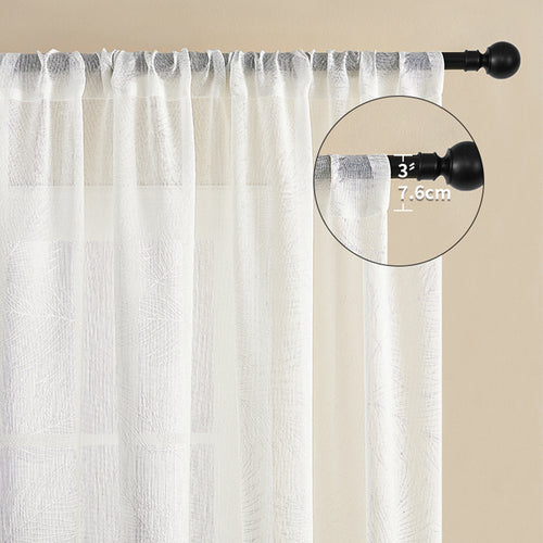 Amazon Cross-Border Sheer White Curtains with Leaf Pattern