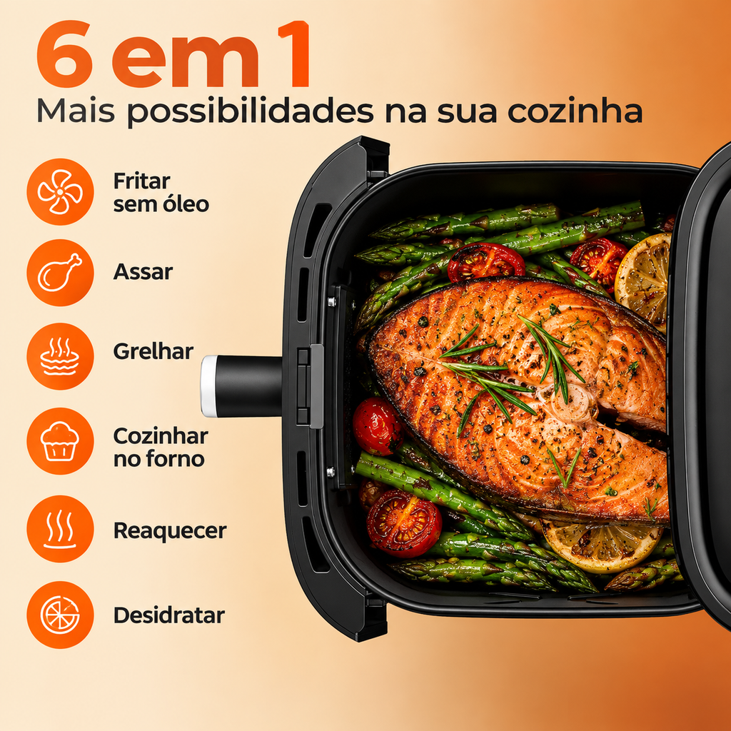 Air Fryer Elétrica 5,5L para Cozinha