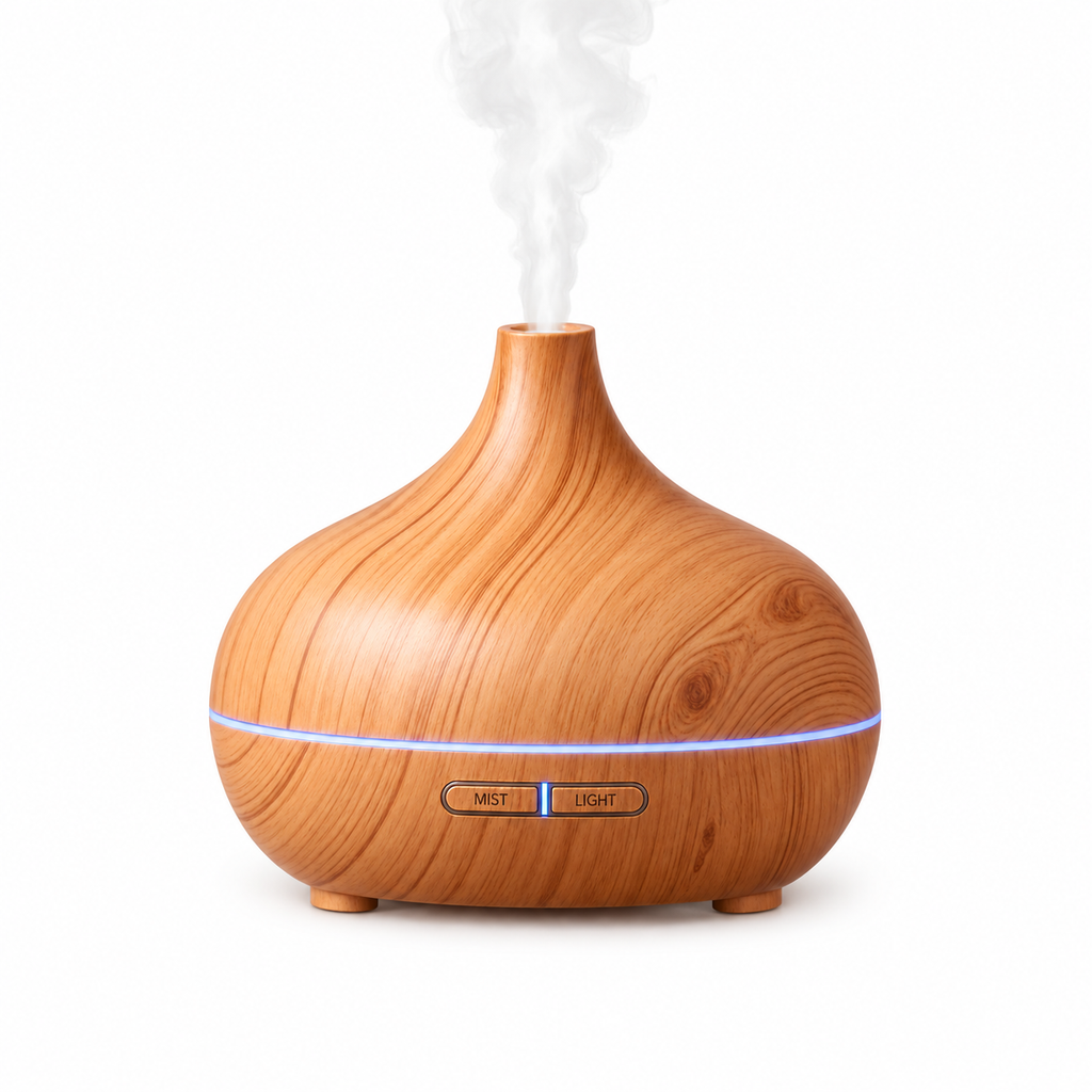 Difusor de Aromas com Efeito Madeira e Umidificador