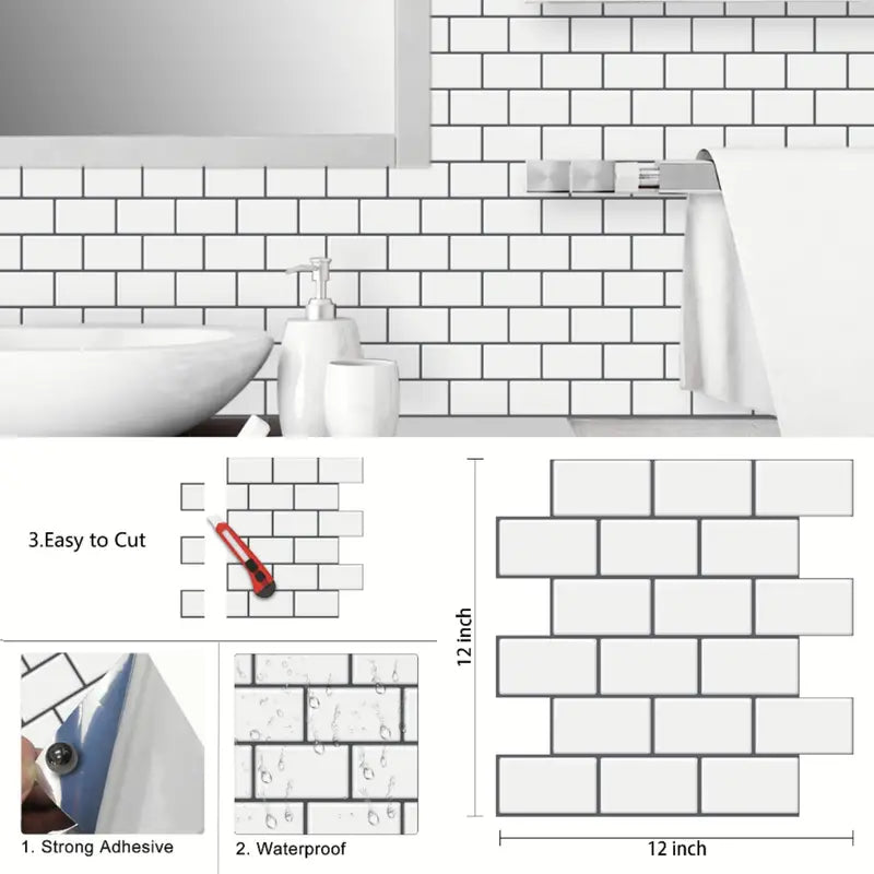 3D Self-Adhesive Waterproof Tile Stickers for Kitchen