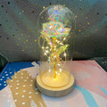 LED Glass Dome Faux Gold Foil Rose Eternal Flower